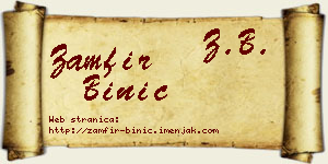 Zamfir Binić vizit kartica